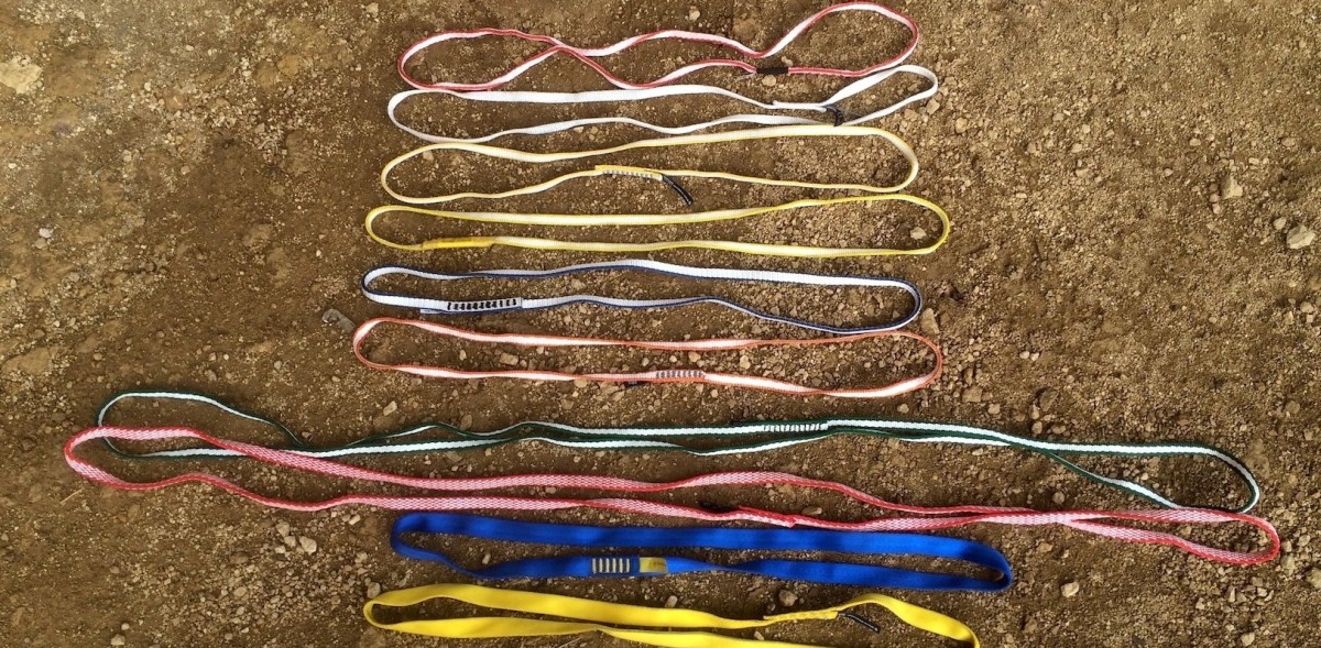 Best Climbing Sling Review (All 10 slings that we tested for this review side-by-side for comparison, arranged from thinnest on top to thickest on...)