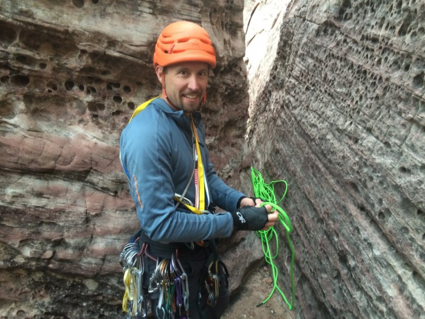 black diamond dynex runner - stefan flaking out the rope at the bottom of the resolution arete in...