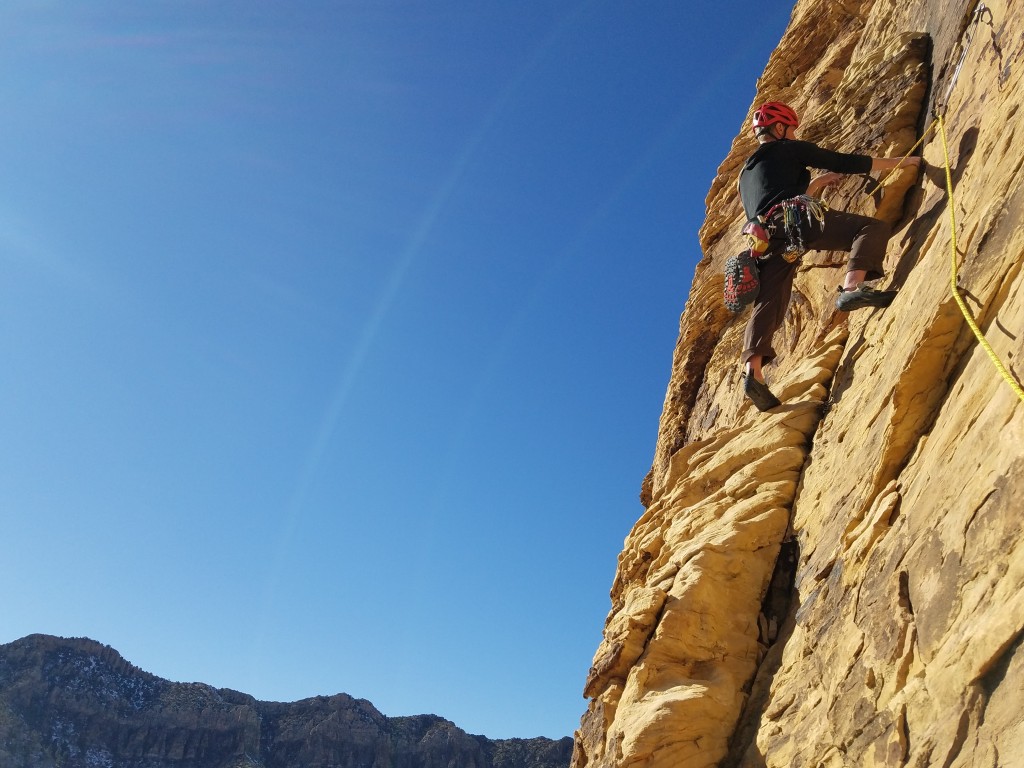 mammut contact dyneema - leading one of the stellar face pitches on levitation 29, eagle...