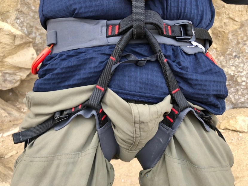 arc'teryx ar-395a - the sharp edges to the grey webbing of the leg loops tend to gouge...