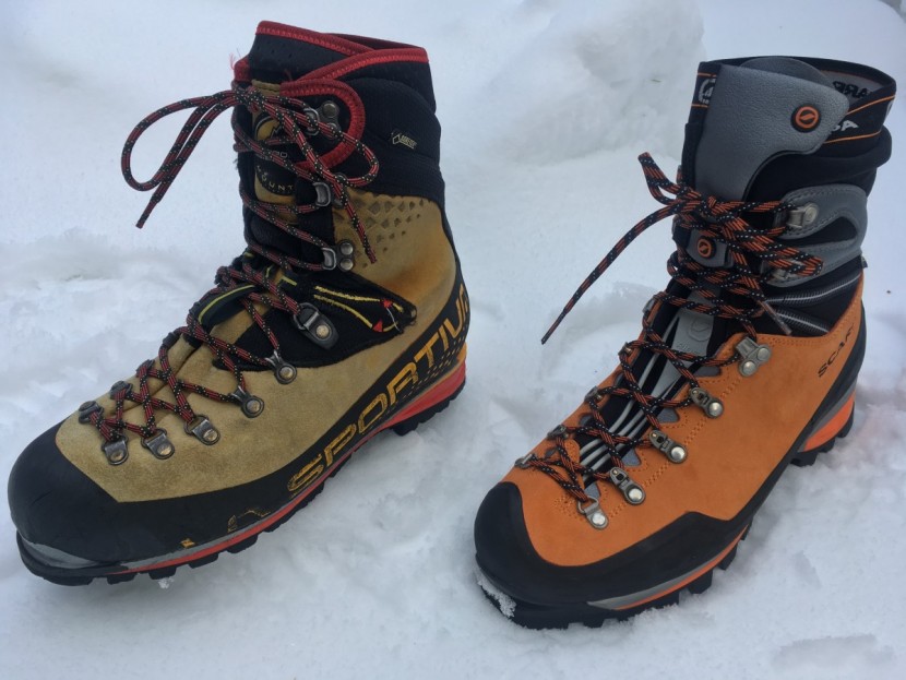 mountaineering boot - two very similar boots: the nepal cube (left) and the mont blanc pro.