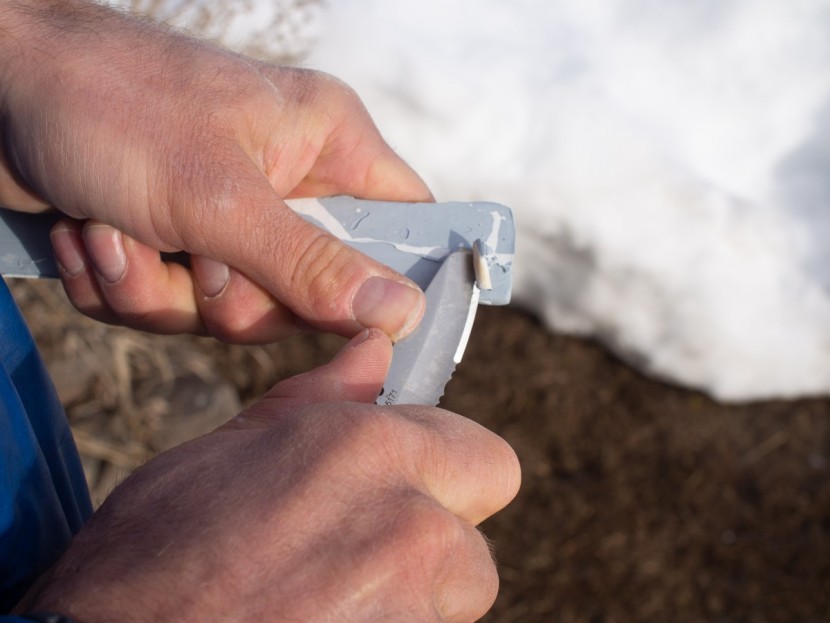 gerber crucial - the blade of the crucial is accessible from the outside and has a...