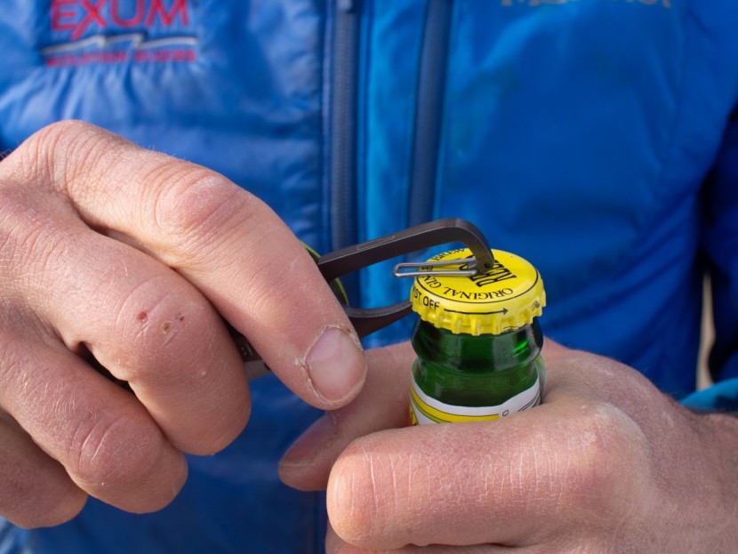 gerber crucial - the carabiner clip of the gerber crucial also functions as  bottle...