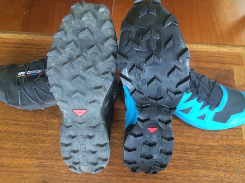 salomon speedcross 5 - comparing the traction on the newest speedcross 5 on the right...
