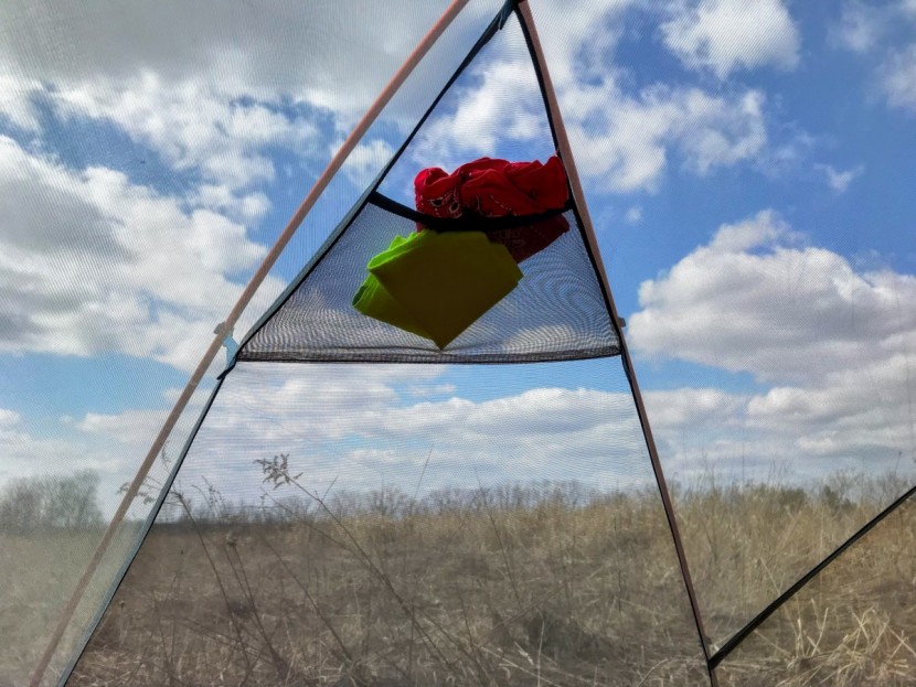 backpacking tent - storage pockets and views of the sky always improve comfort.