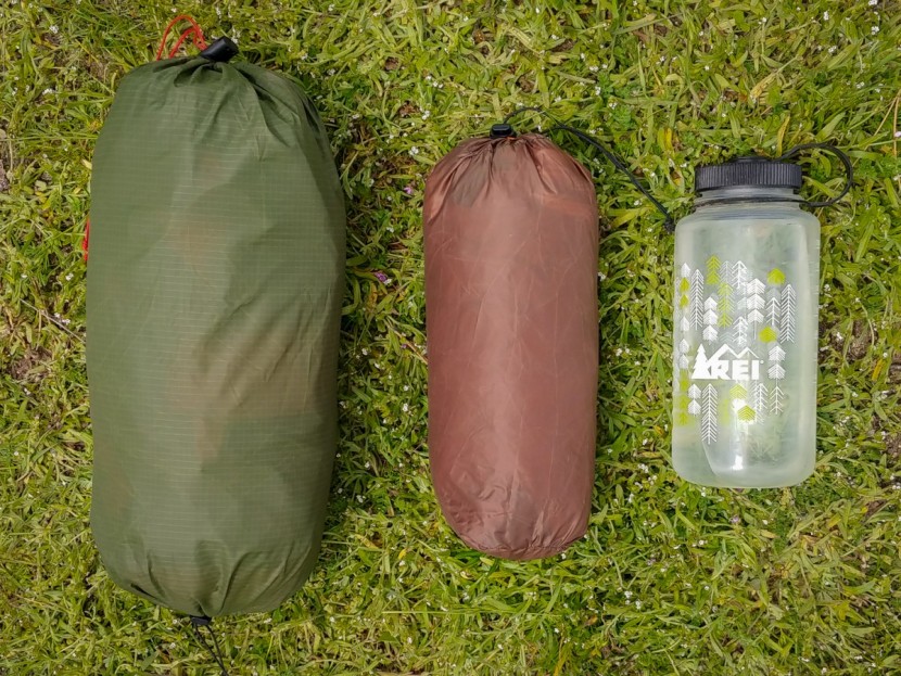 warbonnet original blackbird - the warbonnet blackbird (left), mini fly tarp (center) compared to a...