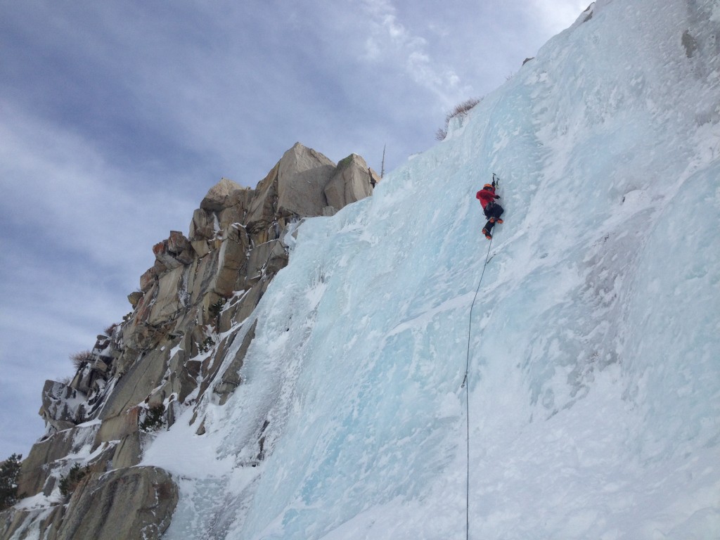 mountaineering boot - a good fit and calf support are crucial for leading ice. cody sending.