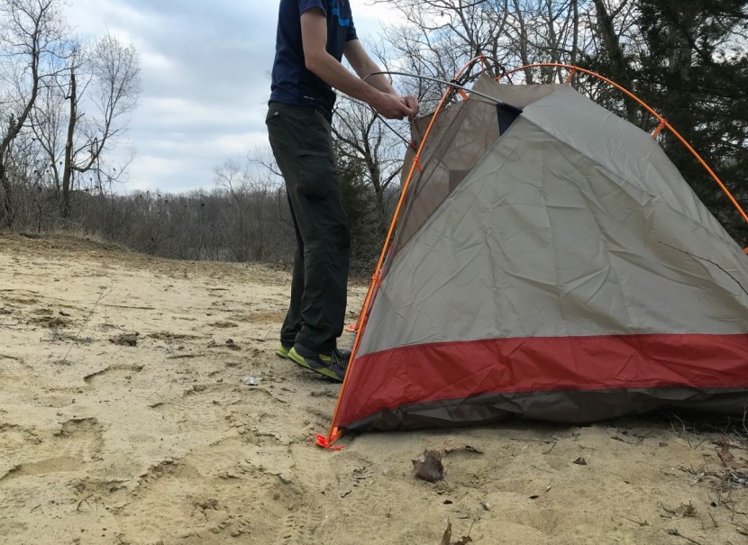 marmot catalyst 2 - the main poles (orange) and the additional brow pole (grey) are easy...
