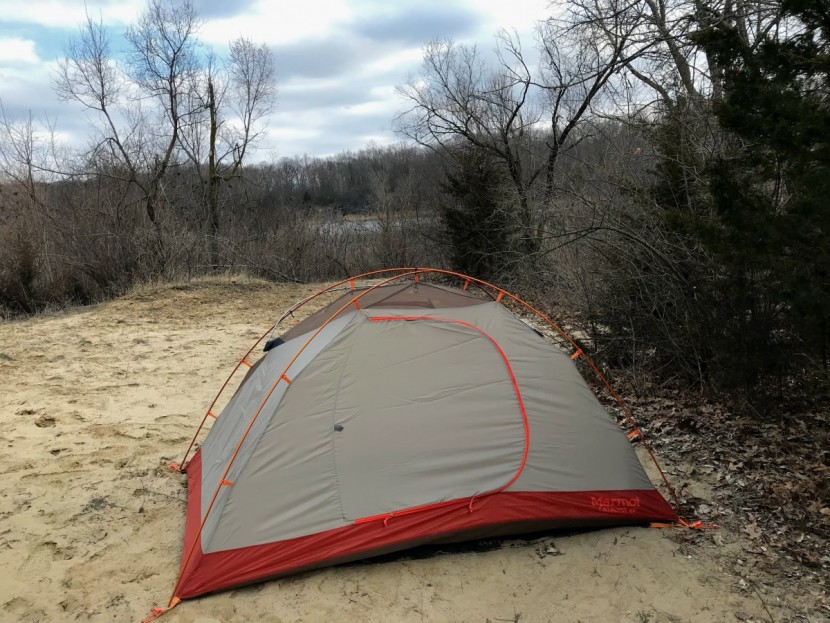 marmot catalyst 2 - the fabric on the 'back' of the tent. when the fly is on, it limits...