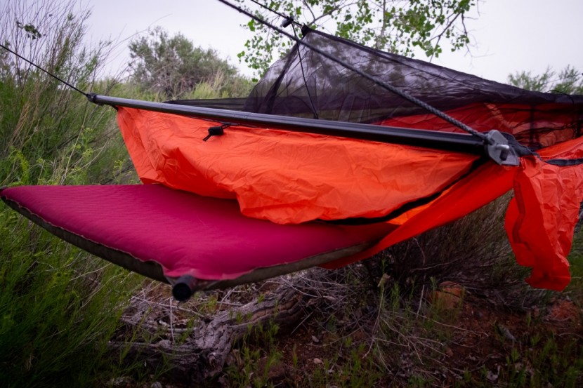 hammock - slide in a pad for warmth. you will be able to hammock further into...