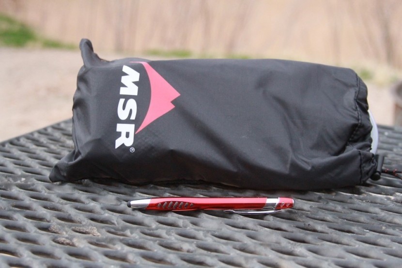 msr trail base - a look at the relative size of the whole kit in its storage bag.