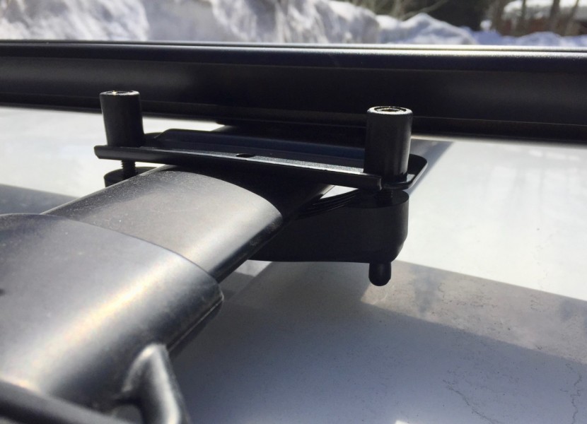 rockymounts brassknuckles - the rear crossbar attachment on a factory crossbar. we like that...