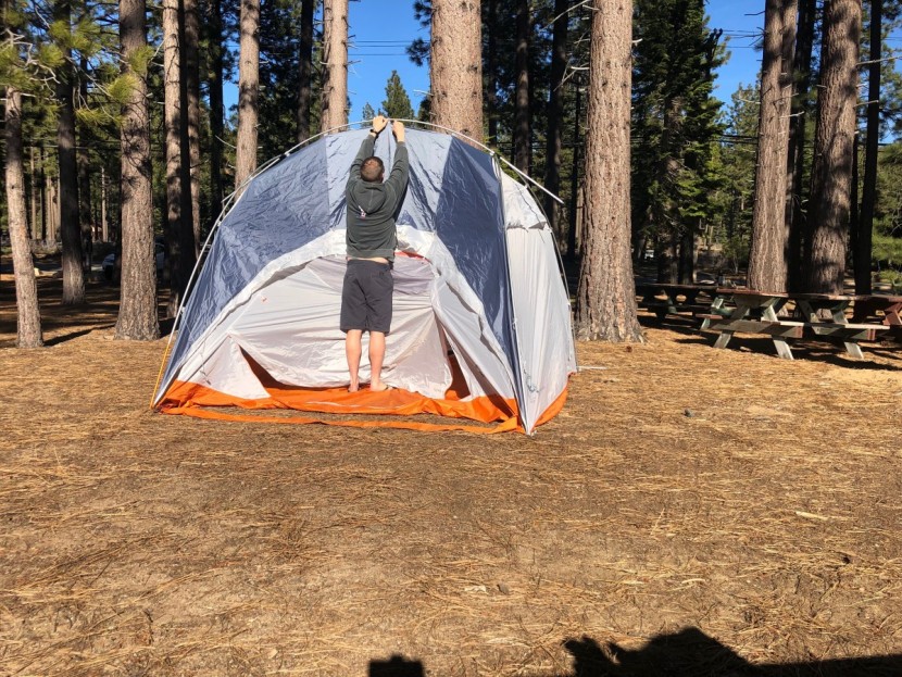 big agnes titan 6 mtnglo - reaching the top clips requires a little height (or a stepstool).