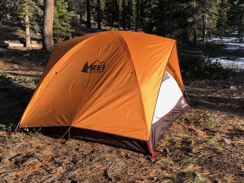 rei co-op camp dome 4 - the rainfly does a good job covering the sides, and the overhang on...