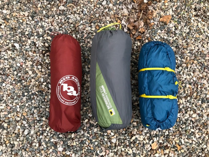 mountainsmith morrison evo 2 - this stout model (middle) side-by-side with the big agnes c bar...