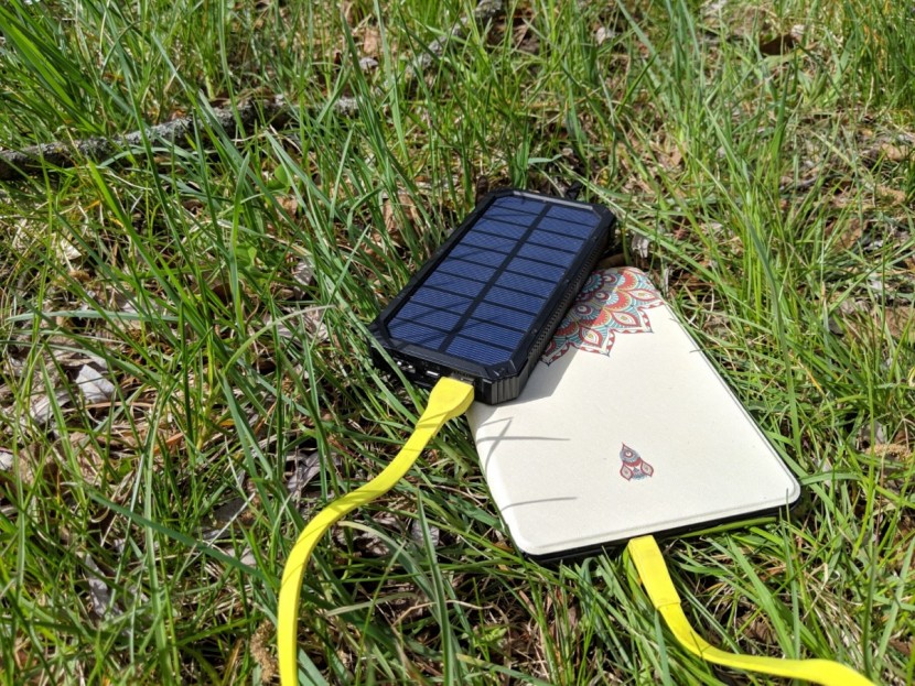 renogy 15,000mah - the renogy is shown here charging our kindle while car camping.