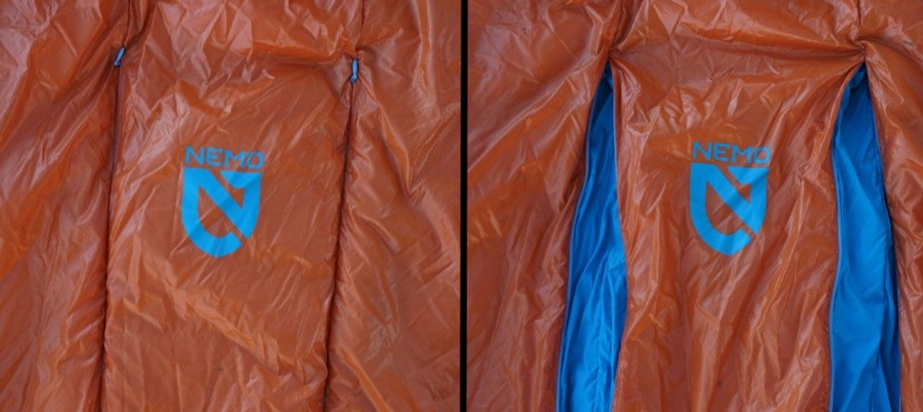 nemo kyan 35 - open the gill zippers (right) to open gaps in the insulation to let...