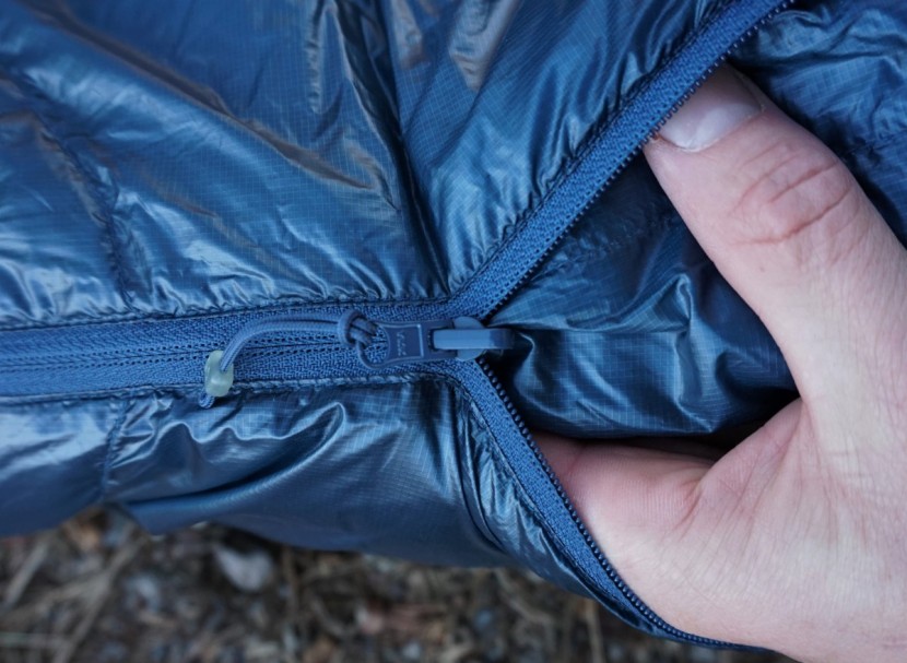 rab mythic 400 - the tiny weight-saving zipper on this ultralight bag is...