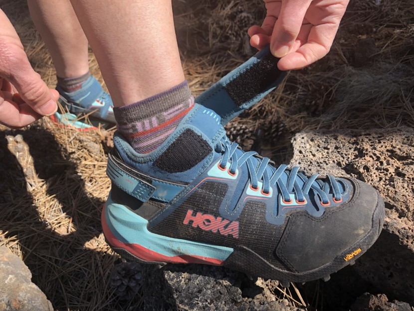 hoka sky arkali for women - eyelets for days, a pocket to stash the laces, and adjustable...