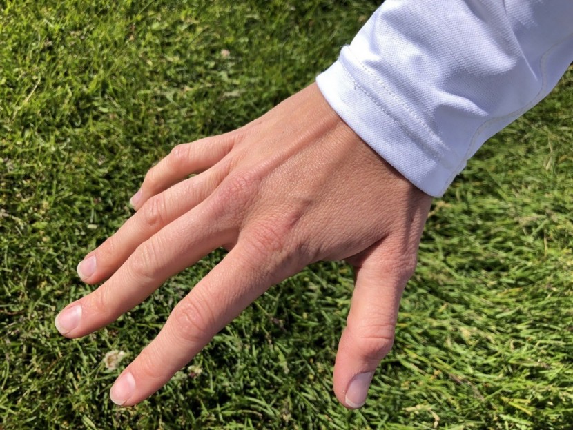 prana eileen long sleeve - the sleeves are long enough but don't offer much back-of-the-hand...