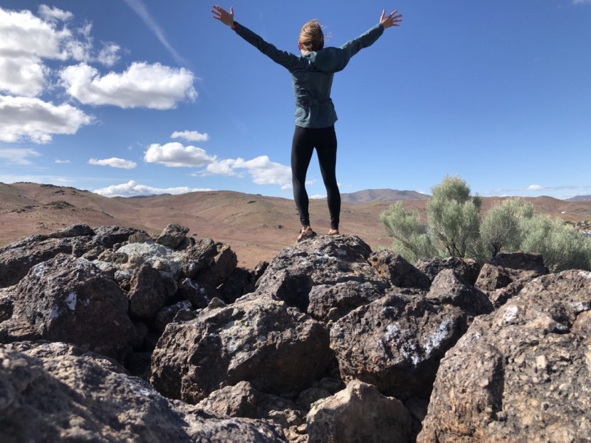 patagonia houdini for women - hot and sunny at the bottom, but windy at the summit - we're glad we...