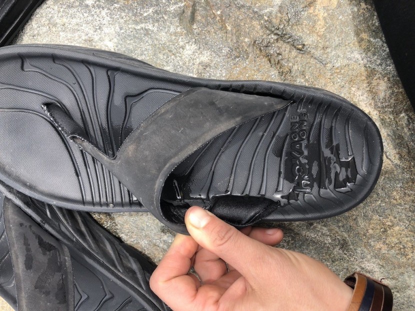 hoka ora recovery flip for women - water is an easy obstacle for the ora recovery. the footbed dries...