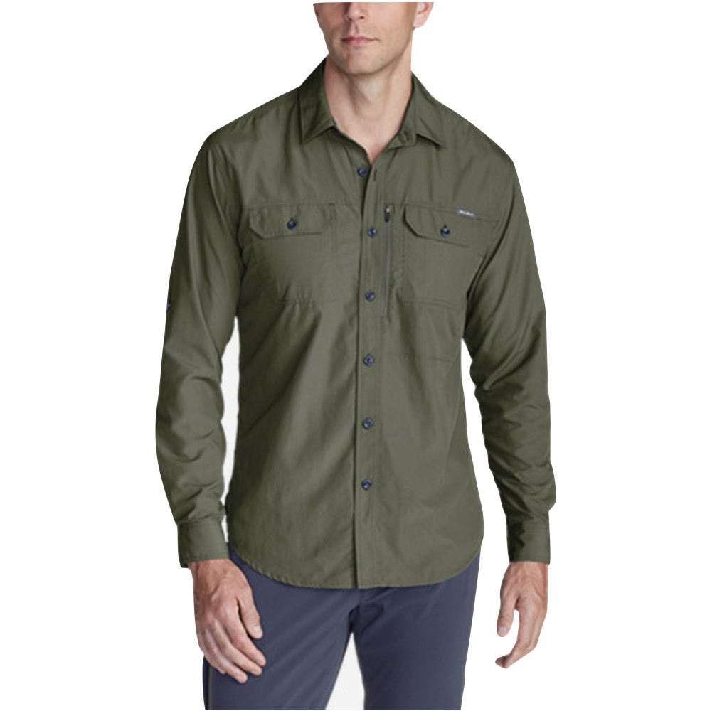 Eddie Bauer T-shirt à manches longues en coton mélangé pour homme