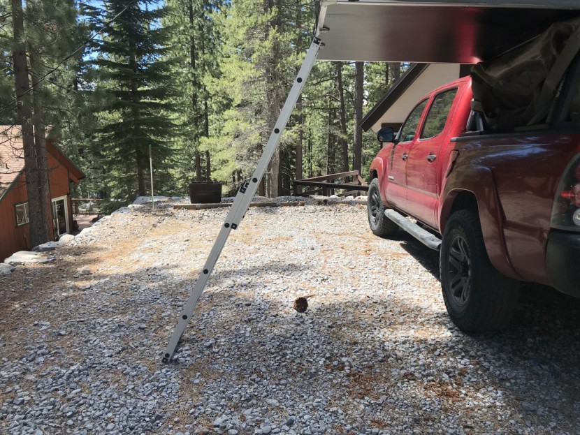 before drilling new holes, the ladder wasn't quite steep enough to...