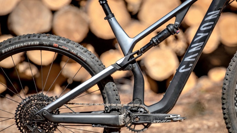 the suspension linkage has a sleek look with a partially obscured...