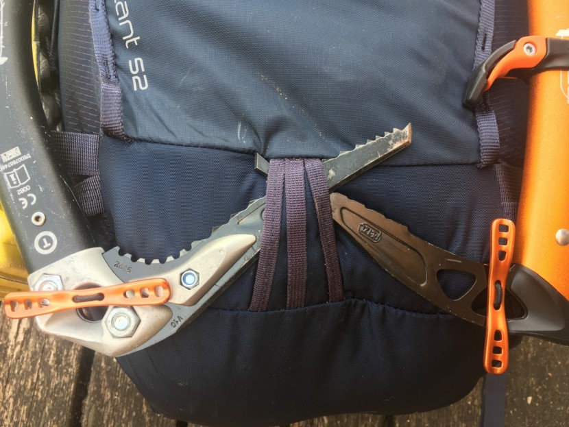 osprey mutant 52l - the t bars are a great solution for attaching any kind of tool, and...