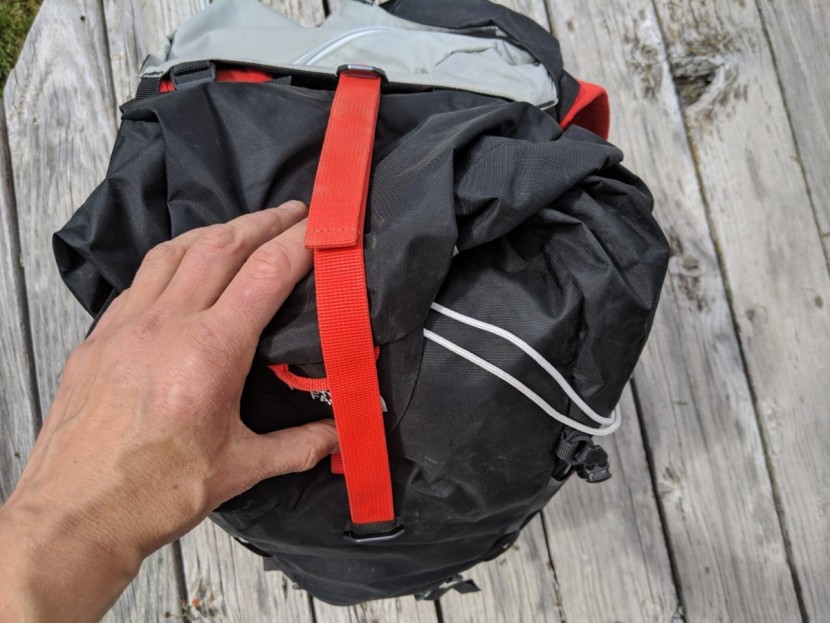 the north face phantom 38 - shown here is the roll-top/drawstring closure that secures the...