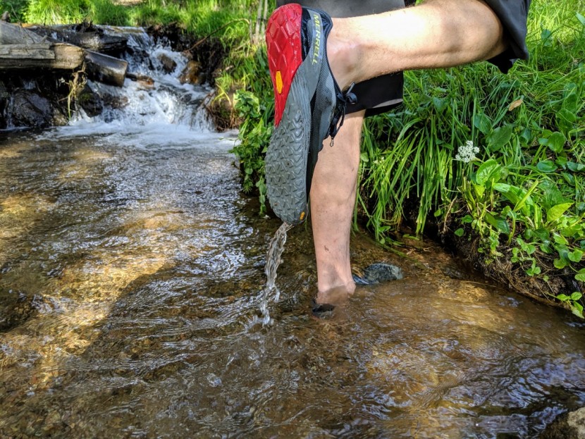 merrell vapor glove 4 - the outsole of this shoe is designed with shallow lugs and wide...