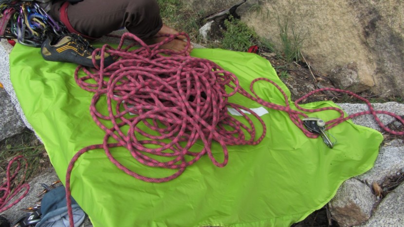 rope bag - large tarps are great for long ropes and help to cover uneven ground.