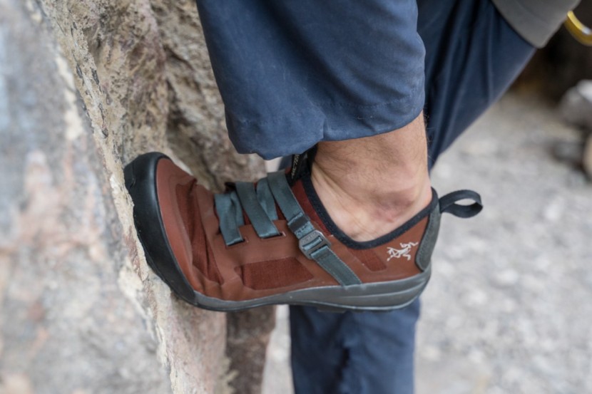 arc'teryx arakys - our testers found the rubber adequately sticky for easy smearing on...