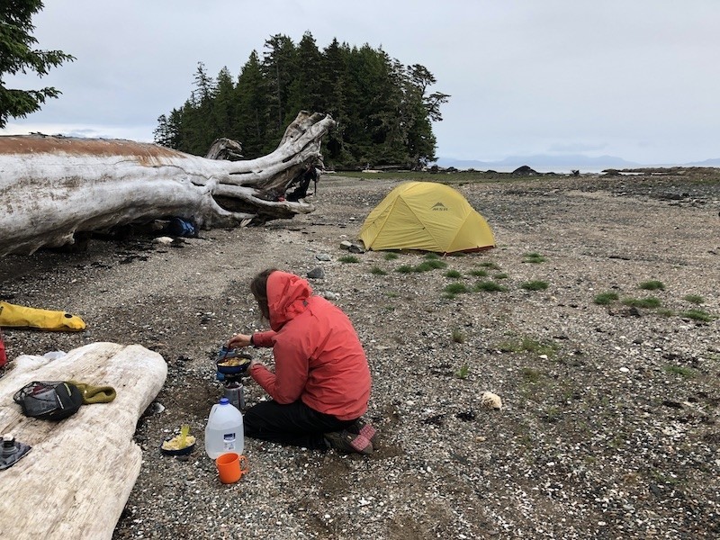 hiking socks - getting dinner ready after sea kayaking and hiking around the beach...