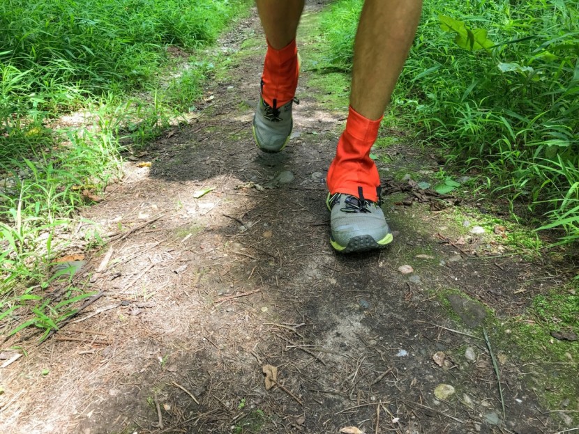 rei co-op on the trail - these gaiters are best for trail runs in fair weather.