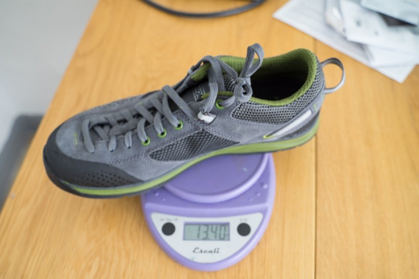 vasque grand traverse - light for a hiking shoe, but on the heavy side for an approach shoe.