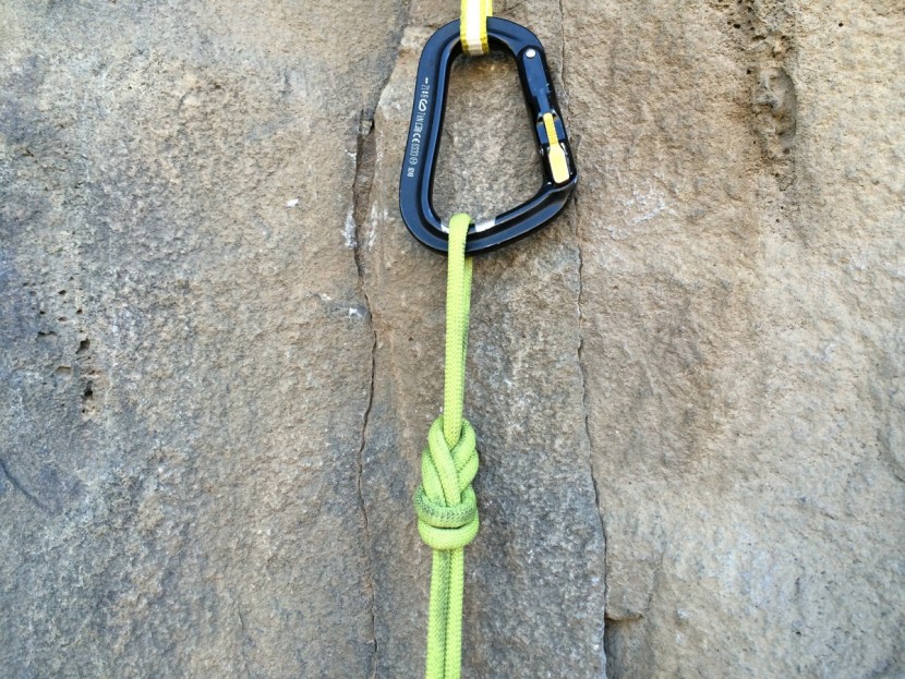 edelrid aramid cord sling - showing the neatly dressed figure eight knot, weighted. while it did...