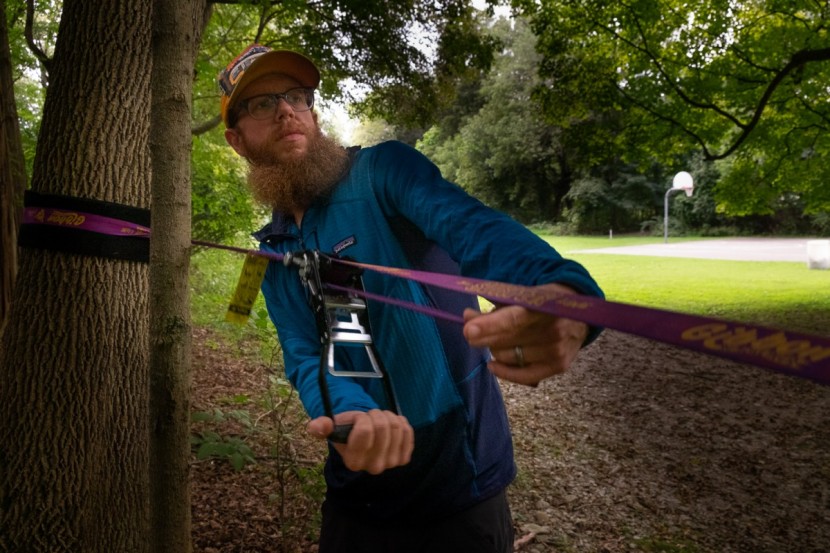 slackline - when setting up the surferline, we had no trouble getting our...