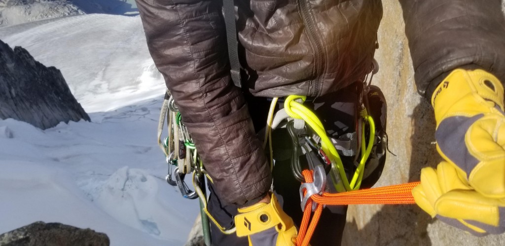 beal dynamic sling - the bright yellow beal dynamic sling is attached to the belay loop...