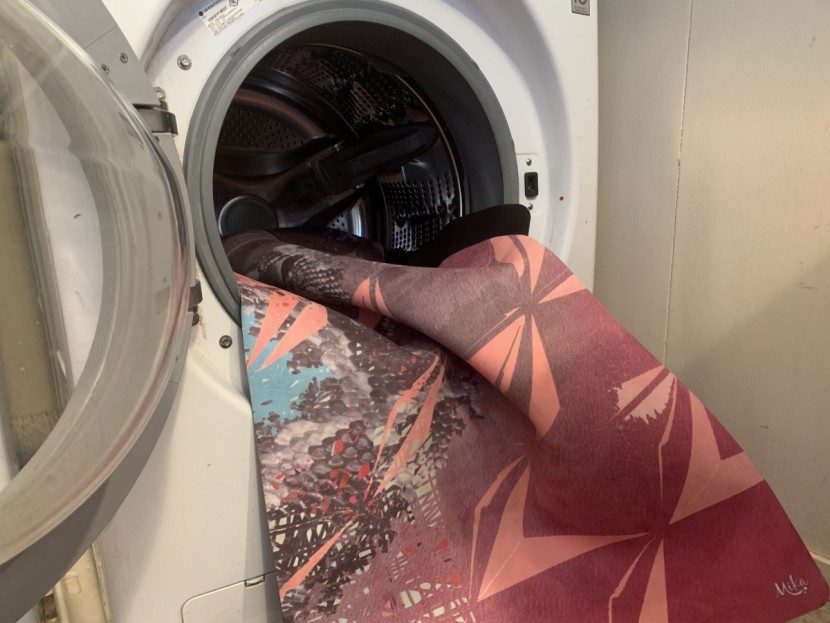 yoga mat - some mat and towel hybruds can be washed with a trip in the washing...