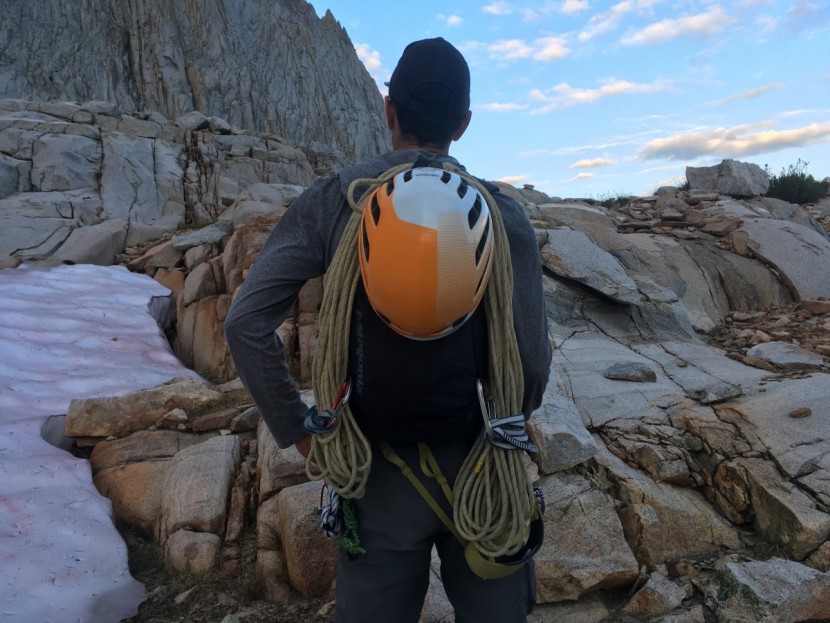 patagonia linked pack 18l - we found the top strap useful both for helmets and ropes.