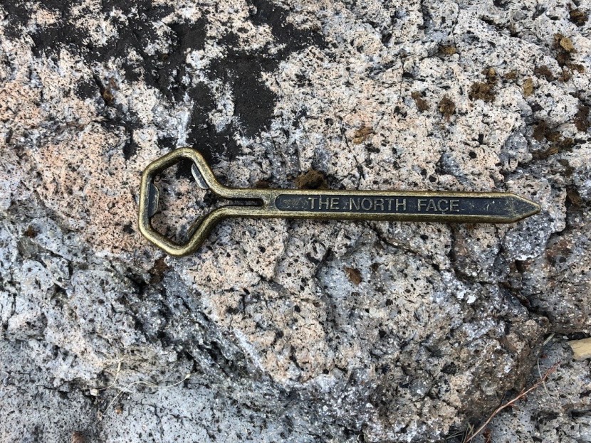 the north face homestead super dome 4 - looks like a stake, works like a bottle opener.