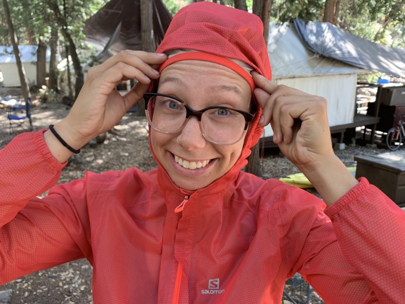 salomon lightning race wp for women - showing off the stretchy internal hood on the lightning race