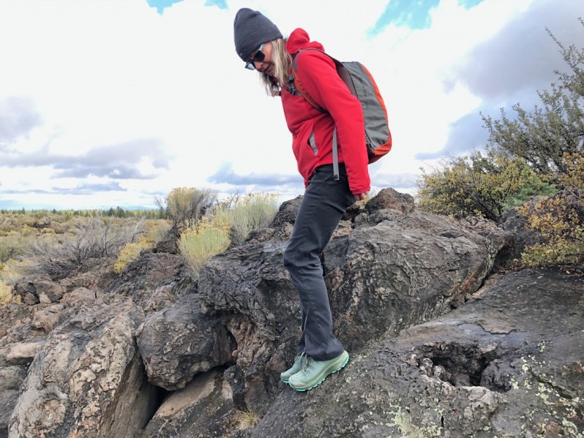 arc'teryx aerios fl gtx for women - cold, wet, mossy rocks make a great test for traction.