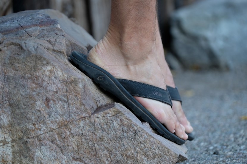 olukai ohana - even a 40-degree granite slab isn't too slippery for the 'ohana...