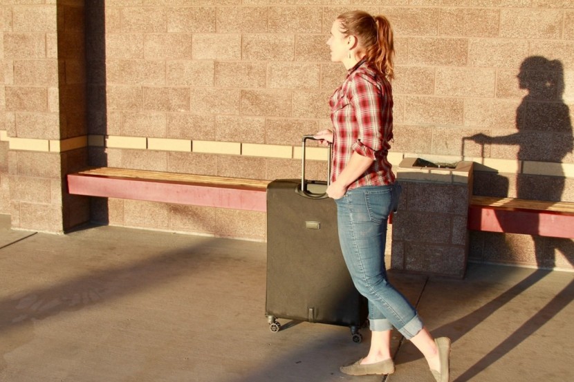 amazon basics expandable softsided 29 - the sturdy handle has two height settings.