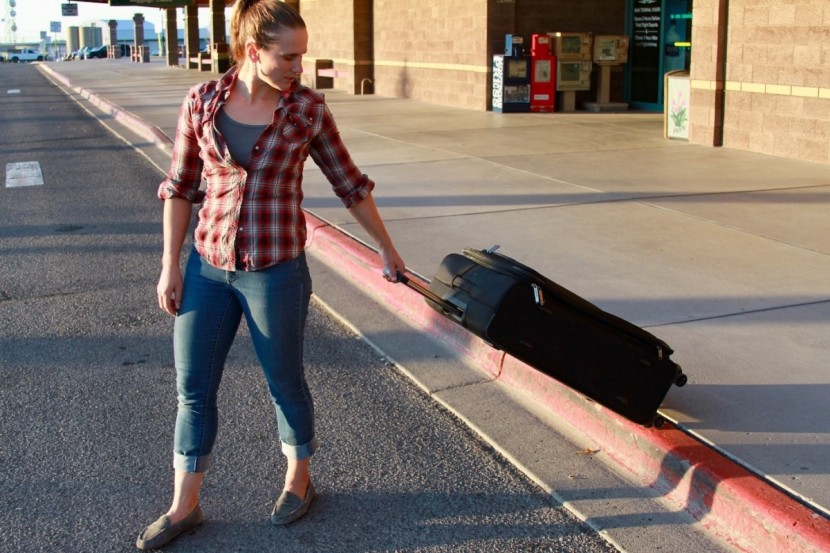 amazon basics expandable softsided 29 - here we appreciate how easy it is to transition over curbs with the...