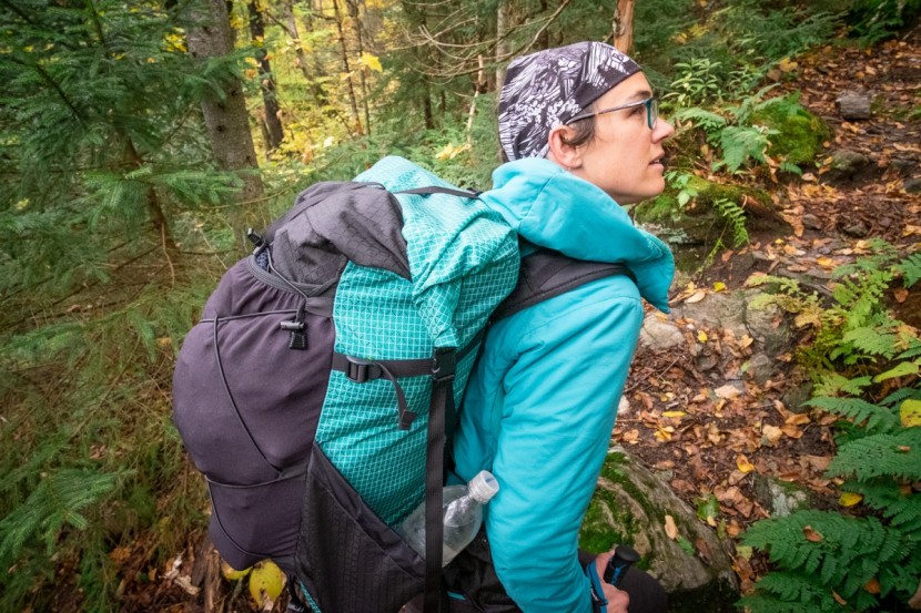 ultralight adventure equipment circuit - when the load is small, the roll-top can be cinched down low...