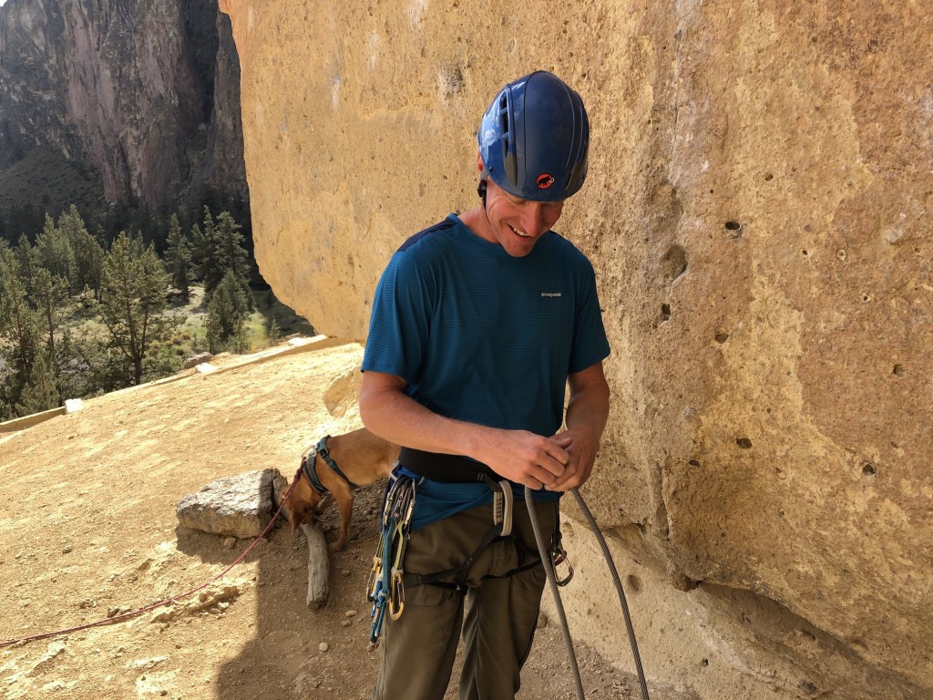 mammut skywalker 2 - the skywalker 2 being tested on a hot day at smith rock, cowering in...